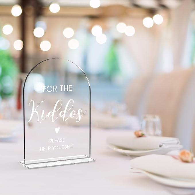 Wedding Sign,For The Kiddos Wedding Sign, Kids Wedding Activities Acrylic Plaque,Please Help Yourself Sign, Wedding Signs For Ceremony And Reception 5 x 7 Inch (White)