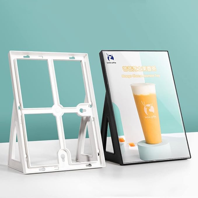 ABS Plastic Sign Holder,Menu Displays L Shape Sign Stand Vertical/Horizontal Use (White A3 297×420mm/11.69×16.54inches)