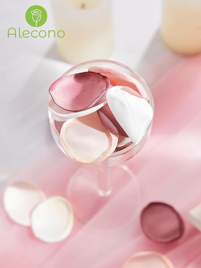 Alecono π²π¬π¬πππ¨ Silk Rose Petals, Pink Petals for Wedding Proposal Flower Girl Baket, Fake Rose Petals for Night Table Decoration