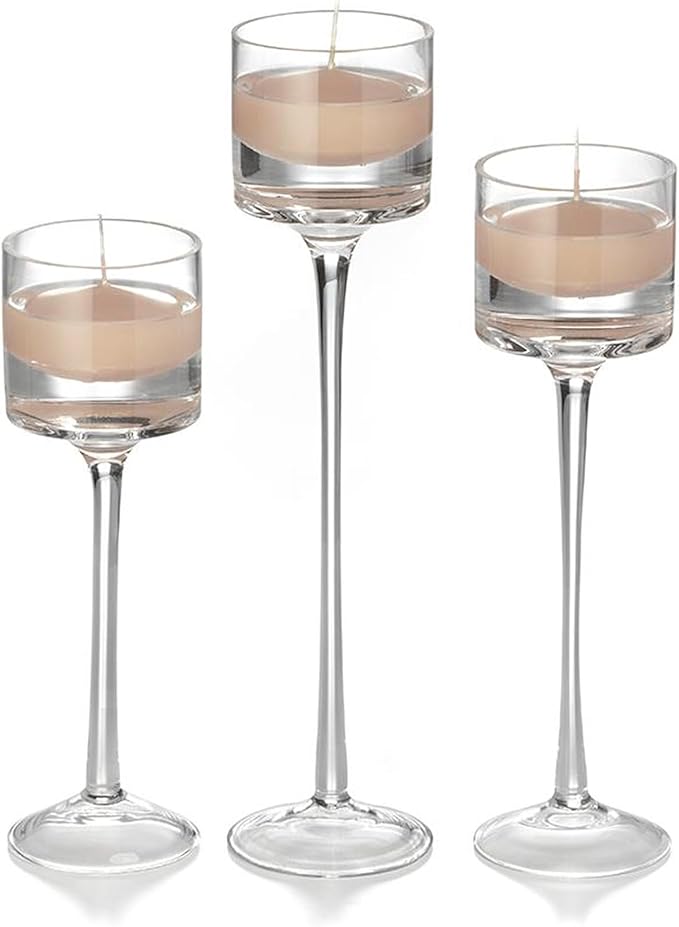 Yummi Set of 18 Floating Candles and Monet Stem Holders - Sandstone