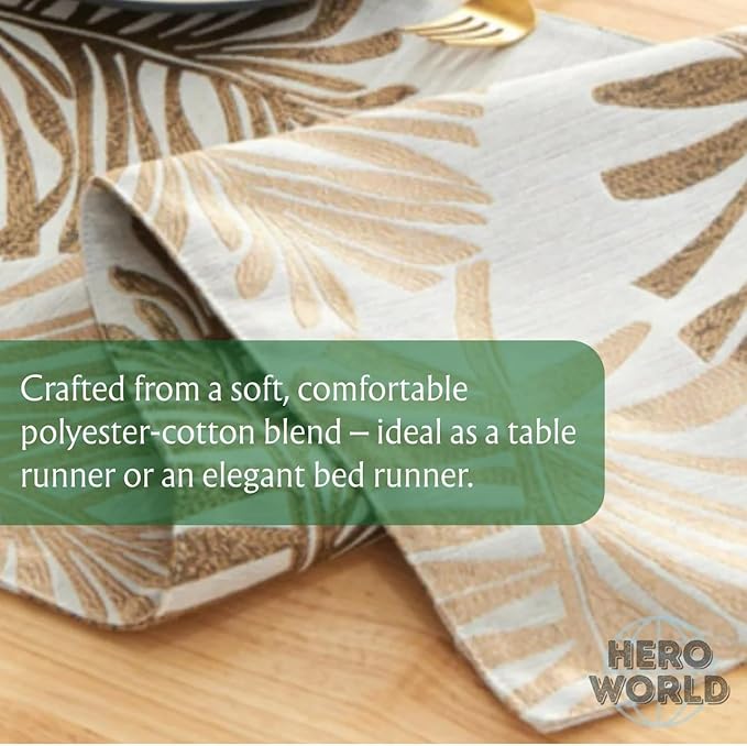 Monstera Leaf Table Runner – Elegant Fabric Table Centerpiece, Machine Washable, Gold or Green, 71"/83"/94" Length, 13" Width (Green/71)