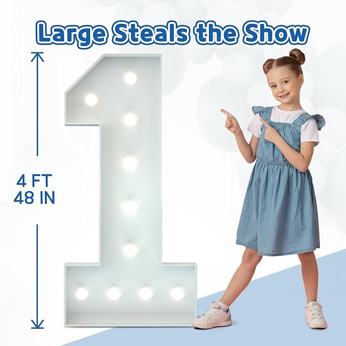 Marquee Numbers 4 Feet Tall Big Light Up Numbers 21st Birthday Decorations Women Men White Anniversary Party Decor Large Cardboard Prop Backdrop Sign 21