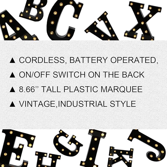 OYCBUZO Light Up Black Alphabet Marquee Letters Sign LED Marquee Number Lights Sign for Night Light Home Bar Christmas Lamp Birthday Party Wedding Decoration K