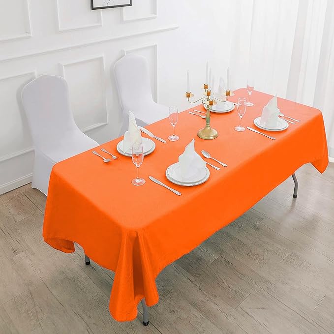 108 inch Round Tablecloth Washable Polyester Table Cloth Decorative Table Cover for Wedding Party Dining Banquet(108 inch,Orange)