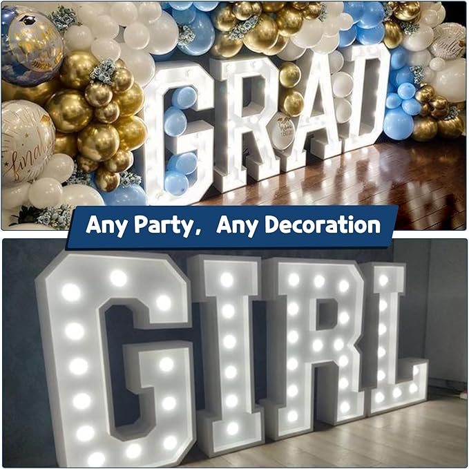 imprsv Cool White Light Up Letter K, 4FT, Decorative Signage for Party & Events, Foam Board, 13.37x5.1 inches