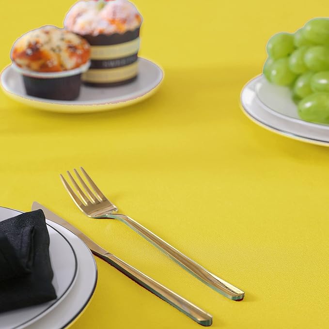 Rectangle Tablecloth 60x120 inch Washable Polyester Fabric Table Cloth for Wedding Party Dining Banquet Decoration(60x120, Yellow)