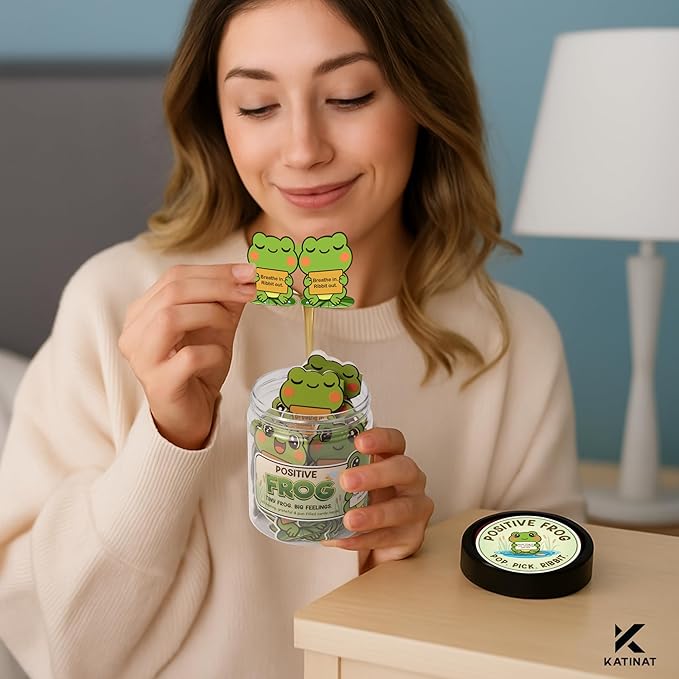 Positive Frog Jar ā Thank You Gifts for Women, Men, Coworkers ā Emotional Support Jar with 60 Notes ā Appreciation Gifts for Coworkers, Teacher, Nurse, Retirement Gift for Men, Women, Frog Gift