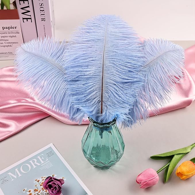 THARAHT Light Purple Ostrich Feathers 12pcs Natural Bulk 10-12Inch 25cm-30cm for Crafts Wedding Party Centerpieces Easter Gatsbi and Home Decoration Feathers