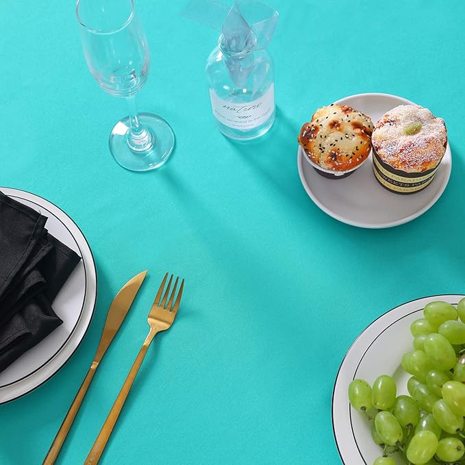 Rectangle Tablecloth 90x156 inch Washable Polyester Fabric Table Cloth for Wedding Party Dining Banquet Decoration(90x156, Turquoise)
