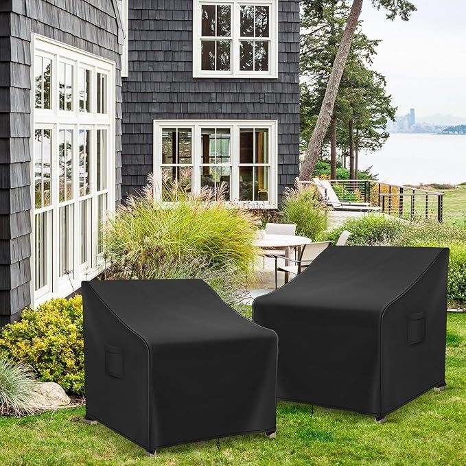 Patio Furniture Covers Waterproof for Chairs, Lawn Outdoor Chair Covers 2 Pack, Patio Chair Covers for Outdoor Furniture Fits up to 36W x 37D x 36H inches, Black