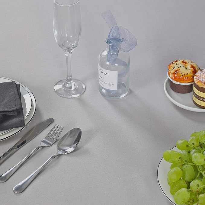 70 inch Round Tablecloth Washable Polyester Table Cloth Decorative Table Cover for Wedding Party Dining Banquet(70 inch,Silver)