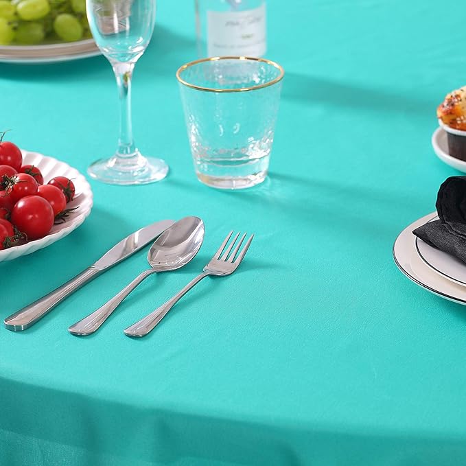 108 inch Round Tablecloth Washable Polyester Table Cloth Decorative Table Cover for Wedding Party Dining Banquet(108 inch,Turquoise)