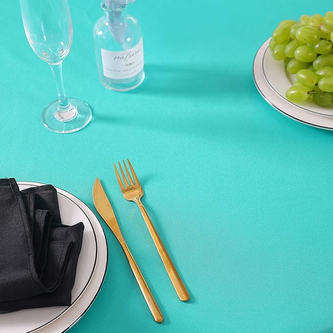 Rectangle Tablecloth 90x132 inch Washable Polyester Fabric Table Cloth for Wedding Party Dining Banquet Decoration(90x132, Turquoise)