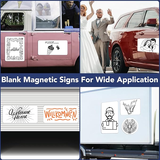 DIYMAG 4Pcs Blank Car Magnets,Door Magnet Rounded Corners Magnetic Set for Vehicle to Advertise Business Cover Company Logo Prevent Cars Scratches Dents, White, 24/" x 12/" -4P