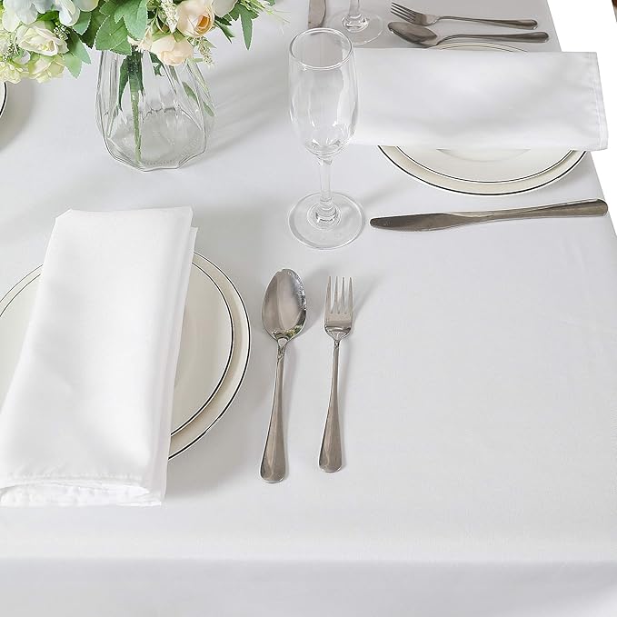 Cupuamon Square Tablecloth 90x90 inch Washable Polyester Fabric Table Cloth for Wedding Party Dining Banquet Decoration(90x90,White)