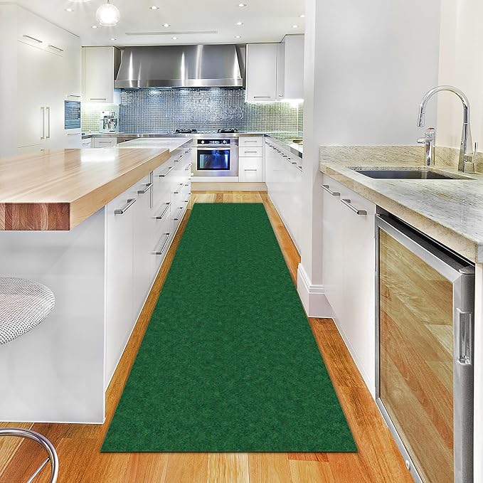 Ottomanson 2'7" x 15' Hallway Runner with Scraper Pile - Extra Durable Non-Slip Rug Mat for Indoor & Outdoor Use - Ideal for Kitchen, Entryway & Garage - High-Traffic Carpet, Green