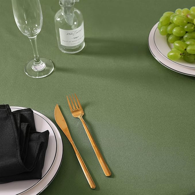 120 inch Round Tablecloth Washable Polyester Table Cloth Decorative Table Cover for Wedding Party Dining Banquet(120 inch,Willow)