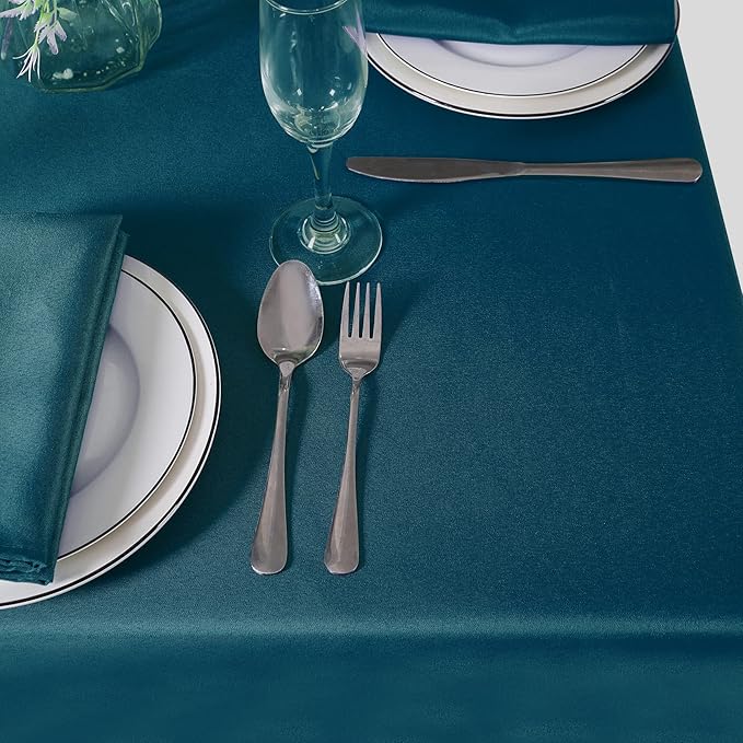 Cupuamon Square Tablecloth 90x90 inch Washable Polyester Fabric Table Cloth for Wedding Party Dining Banquet Decoration(90x90,Peacock Blue)