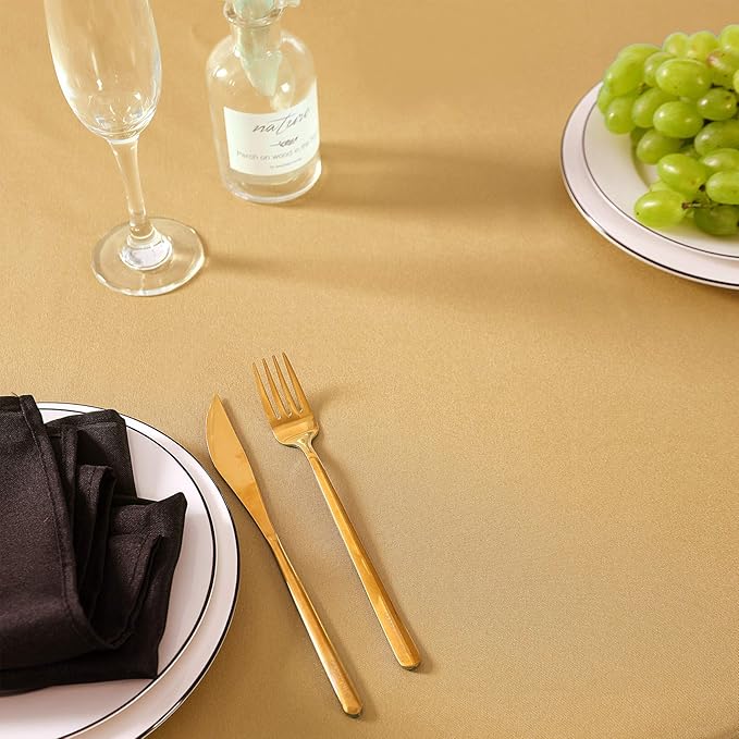 Rectangle Tablecloth 60x120 inch Washable Polyester Fabric Table Cloth for Wedding Party Dining Banquet Decoration(60x120, Gold)