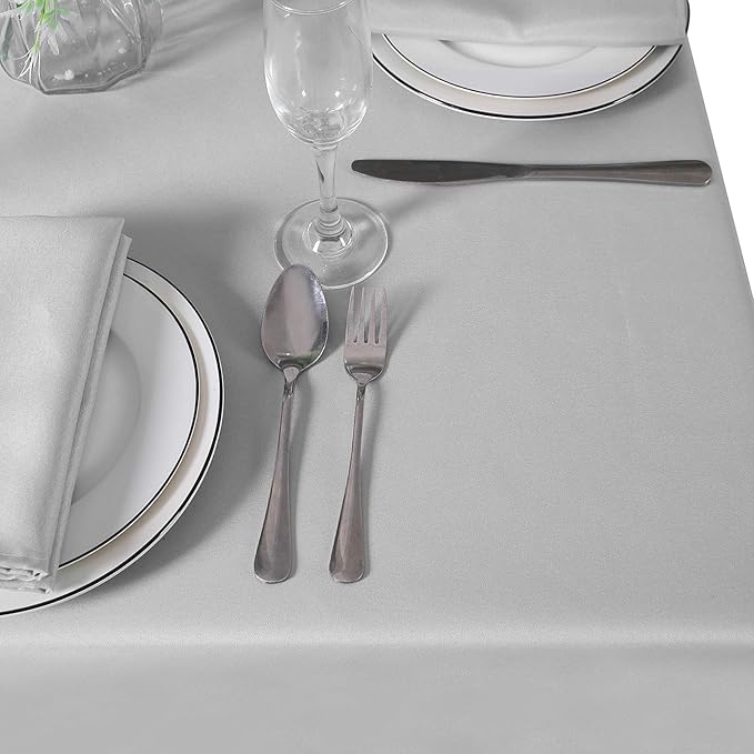 60 inch Round Tablecloth Washable Polyester Table Cloth Decorative Table Cover for Wedding Party Dining Banquet(60 inch,Silver)