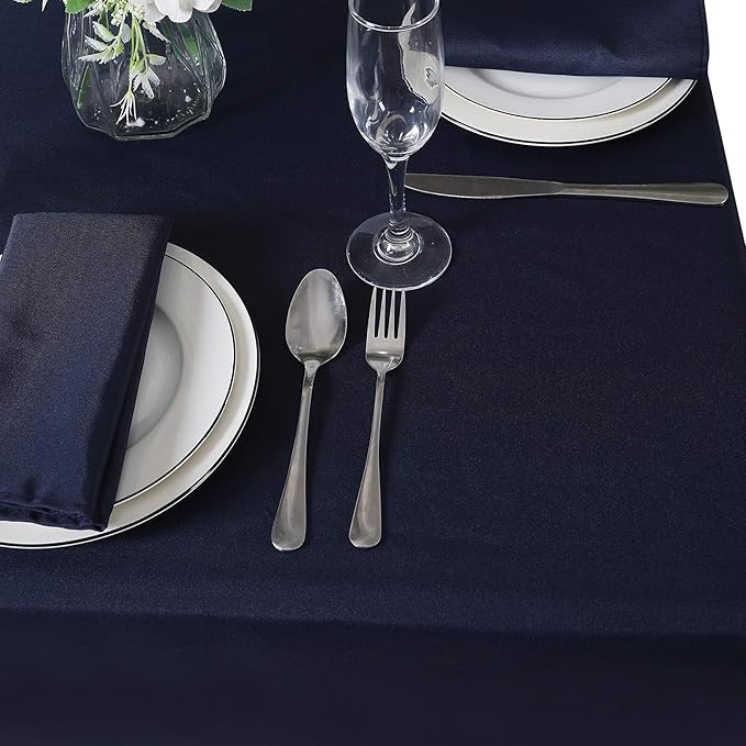 Cupuamon Square Tablecloth 52x52 inch Washable Polyester Fabric Table Cloth for Wedding Party Dining Banquet Decoration(52x52,Navy)
