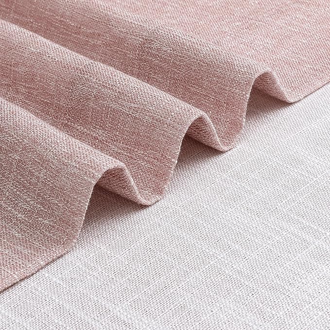 Vision Home Pink Pinch Pleated Semi Sheer Curtains for Girls Bedroom Living Room Textured Light Filtering Window Curtains 112 inch Rayon Blended Pinch Pleat Pink Drapes with Hooks 2 Panels 40"Wx112"L