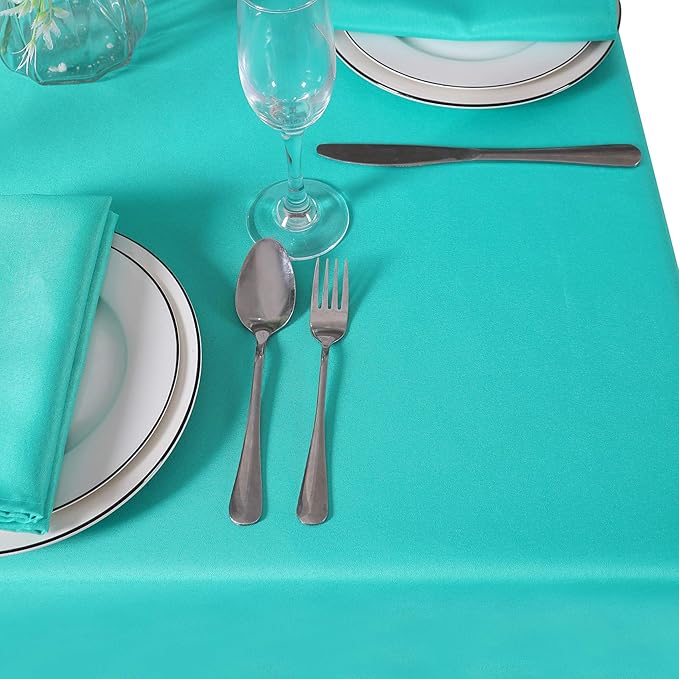 Cupuamon Square Tablecloth 52x52 inch Washable Polyester Fabric Table Cloth for Wedding Party Dining Banquet Decoration(52x52,Turquoise)