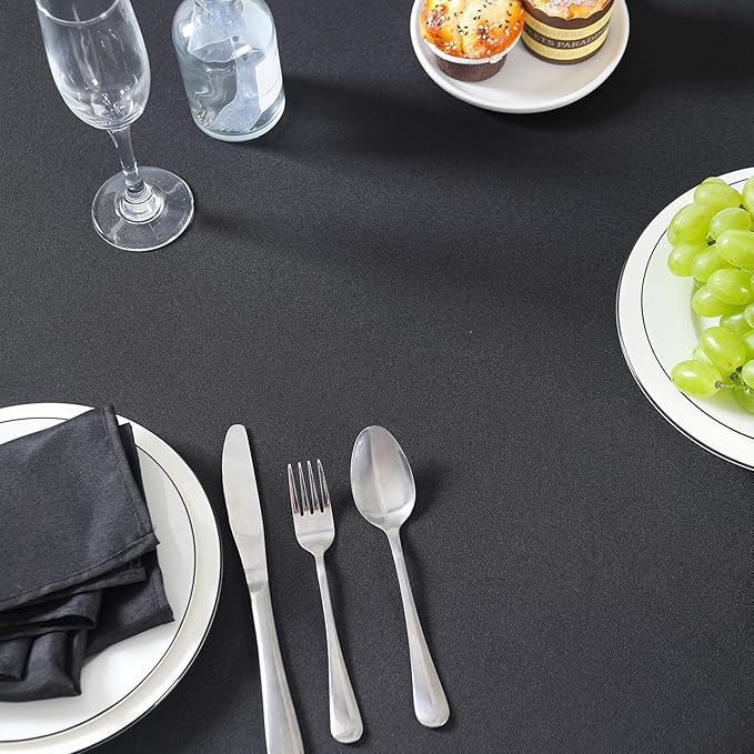 70 inch Round Tablecloth Washable Polyester Table Cloth Decorative Table Cover for Wedding Party Dining Banquet(70 inch,Black)