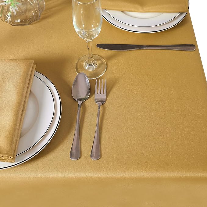 60 inch Round Tablecloth Washable Polyester Table Cloth Decorative Table Cover for Wedding Party Dining Banquet(60 inch,Gold)