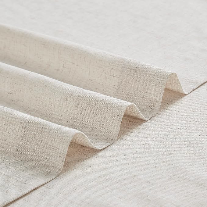 Vision Home Natural Pinch Pleated Semi Sheer Curtains Textured Linen Blended Light Filtering Window Curtains for Living Room Bedroom Pinch Pleat Drapes with Hooks 2 Panels 42" Wx63 L
