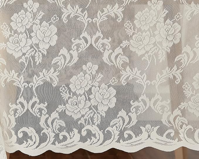 LinenZone Ivory Rectangle Tablecloth for Rustic Vintage Decor. Sheer Lace Tablecloth Works Great As Wedding Tablecloth, Thanksgiving Tablecloth or Baby Shower Tablecloth (Mia TC 54 x 72, Ivory)
