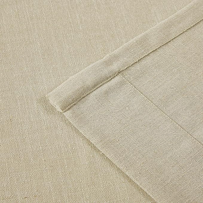 Vision Home Sand Pinch Pleated Semi Sheer Curtains Textured Linen Blended Light Filtering Window Curtains 90 inch for Living Room Bedroom Pinch Pleat Drapes with Hooks 2 Panels 40" Wx90 L,Camel Beige