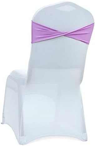 VDS Pack of 25 PCS | Light Purple | Spandex Chair Sashes Bows Without Buckle | Stretch Elastic Banquet Universal Folding Chair Band Tie with for Wedding Party Conference Celebration Event Decoration