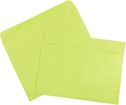JAM PAPER 9 x 12 Booklet Colored Envelopes - Ultra Lime Green - Bulk 1000/Carton