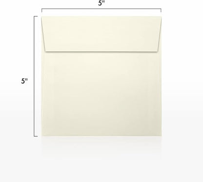 LUXPaper Square Invitation Envelopes | Peel & Press | 5" x 5" | Natural Linen | 80lb. Text | 50 Qty