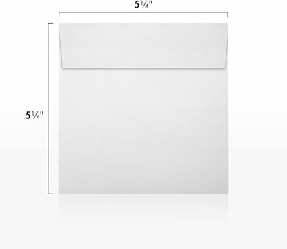 LUXPaper Square Invitation Envelopes | Peel & Press | 5 1/4" x 5 1/4" | Bright White | 70lb. Text | 50 Qty