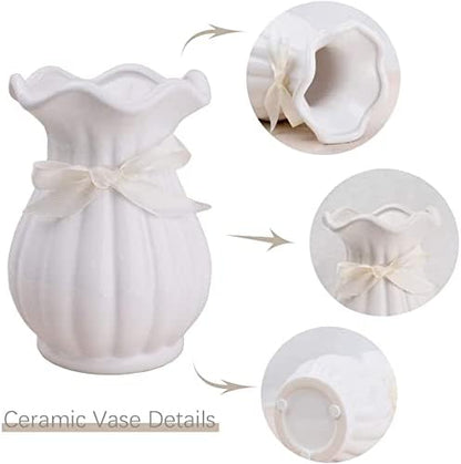 LESING Artificial Fake Flowers with Vase Silk Artificial Roses Wedding Flowers Bouquets Home Office Party Meeting Room Decoration (Sunset-1)