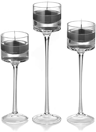 yummi Set of 18 Floating Candles and Monet Stem Holders - Gray