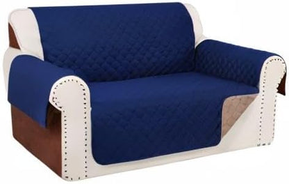 Reversible Loveseat Sofa Covers Couch Cover Furniture Protector(Loveseat Small,Navy/Camel)