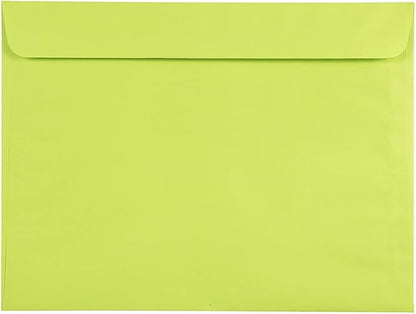 JAM PAPER 9 x 12 Booklet Colored Envelopes - Ultra Lime Green - Bulk 1000/Carton