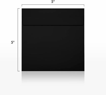 LUXPaper Square Invitation Envelopes | Peel & Press | 5" x 5" | Midnight Black | 80lb. Text | 50 Qty