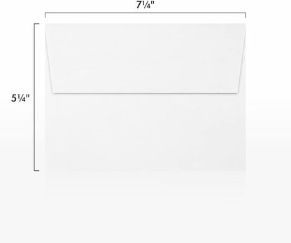 LUXPaper A7 Invitation Envelopes | Peel & Press | 5 1/4" x 7 1/4" | White | 80lb. Text | 100% Recycled | 50 Qty