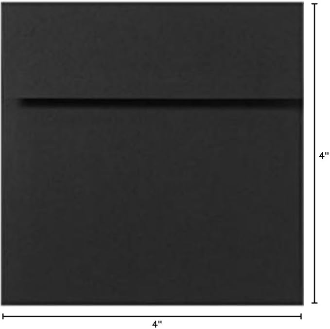 LUXPaper Square Invitation Envelopes | Peel & Press | 4" x 4" | Midnight Black | 80lb. Text | 50 Qty