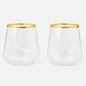 40 count Diamond Unbreakable Stemless Plastic Wine Champagne Whiskey Glasses Elegant Durable Disposable Indoor Outdoor Home office wedding bars 12 Ounce (Classic Old Fashioned Gold Rim)