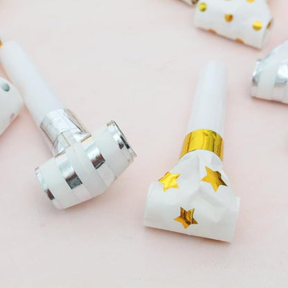 25pcs Party Blowers,Gilding Noisemakers Party Blowouts Squawkers Fringed Noise Maker,Birthday Noisemakers Birthday Blow Horns Party Whistles (25PCS Gold)
