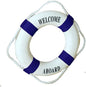 MorroMorn Lifebuoy Wall Hanging Decor - Welcome Aboard Mediterranean Style Home Decoration (Navy, 8")