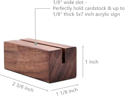 UNIQOOO 20 Pack Place Card Holders | Rustic Walnut Wood Escort Cards Display Stands | Table Number Sign and Photo Stand | Perfect for Retail Shop, Cafe, Home, Wedding, Dinner Party Events Decoration