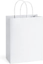 BagDream 50Pcs Gift Bags 8x4.25x10.5 Kraft Paper Gift Bags with Handles Bulk for Shopping, Wedding, Party Favor, Merchandise, Retail, White Paper Grocery Sacks