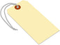 SmartSign Blank Manila Shipping Tags with Elastic Strings - Pack of 100, Size-6, 13pt Thick Pre-Strung Cardstock Tag, 5.25 x 2.625 inch, Paper Hang Tags with Reinforced Fiber Patch