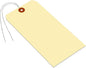 SmartSign Blank Manila Shipping Tags with Wire, Size-12, Pack of 50, 15pt Thick Prewired Cardstock Tag, 8 x 4 inch Paper Hang Tags with Reinforced Fiber Patch